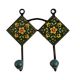 Green Floral Ceramic Tiles Hooks-460 (Set Of Ine Piece)